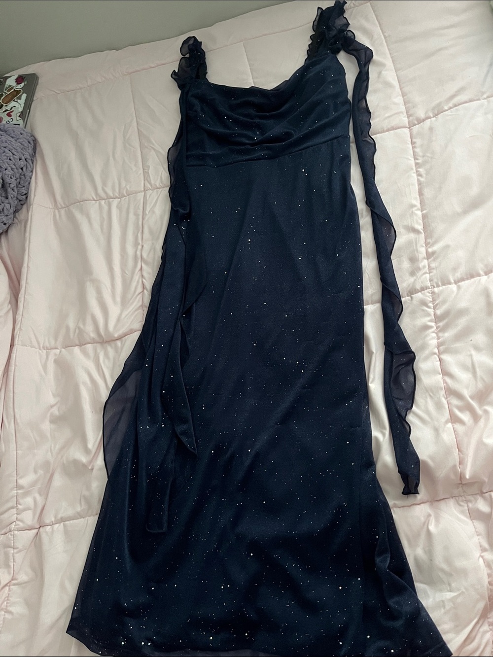 Navy Sparkle Slip Dress